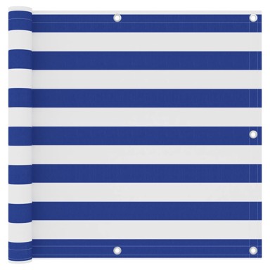 Balkonski zastor bijelo-plavi 90 x 500 cm od tkanine Oxford