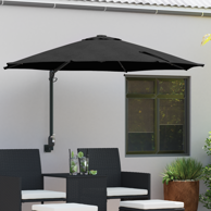 Zidni vrtni suncobran s LED svjetlima 248 cm, crna
