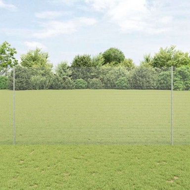 Zavarena žičana ograda s 22 U stubovima 1.5x25 m čelik, srebrna