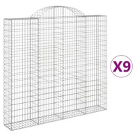 Lučne gabionske košare 9 kom 200 x 30 x 180/200 cm pocinčano željezo