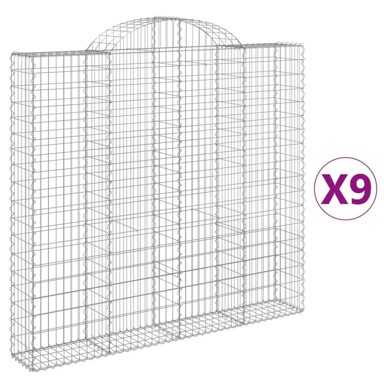 Lučne gabionske košare 9 kom 200 x 30 x 180/200 cm pocinčano željezo