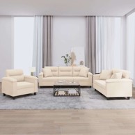 Set sofa 3-dijelni s jastucima, mikrovlakna, bež 