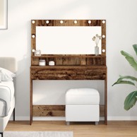 Toaletni stol s LED Svjetlima - Vintage Drvo - 100x41x135 cm