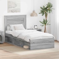 Okvir za krevet s madracem 90 x 190 cm, siva sonoma