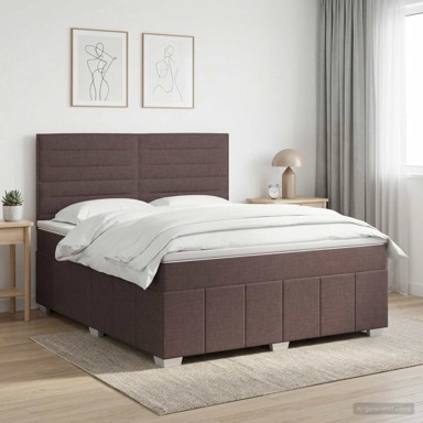 Boxspring krevet s madracem 140 x 200 cm, tkanina, tamnosmeđi