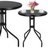 SPRINGOS Stol, vrtni, metalni, okrugli, 60 cm, crni