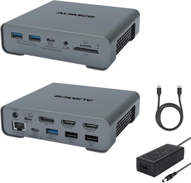 USB-C priključna stanica, 16 u 1, trostruki zaslon, 2 x HDMI i DP 4K@60Hz, 8 USB, Ethernet, SD/TF, 65 W