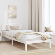 Krevetni okvir s uzglavljem 80x200 cm, od punog drveta borovina, bijela