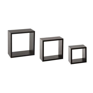 FIVE Zidna polica MDF CUBE 3/1 CRNE 30x12x30 cm