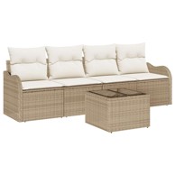 Vrtni sofa set od 5 dijelova s jastucima, poli-ratan, bež