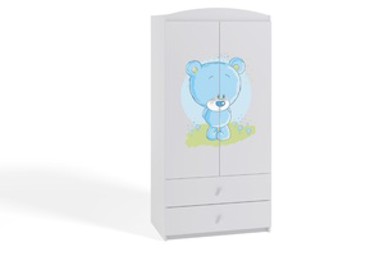 Dječji ormar Plavi medvjedić, bijeli, 181×90×52 cm