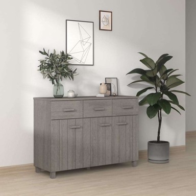 Komoda HAMAR, 113x40x80 cm, masivna borovina, svijetlo siva