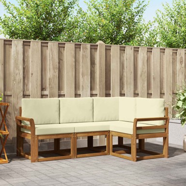 Set vanjskih sofa s jastukom, 4 kom, prirodna i krem