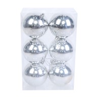 Božićne kuglice, set 6 kom, 8 cm, srebrna