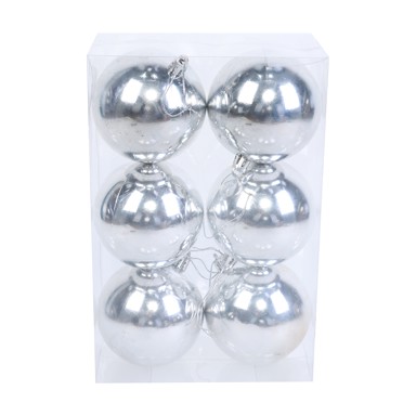 Božićne kuglice, set 6 kom, 8 cm, srebrna