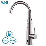 WELL Kuhinjska slavina s grijačem Creek, 3000 W, okretni za 360°, nehrđajući čelik, LCD ekran