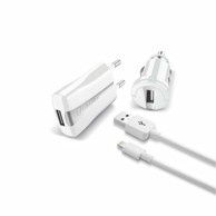 CELLULARLINE Set kućni punjač+auto punjač+kabel lightning, MFI, bijeli