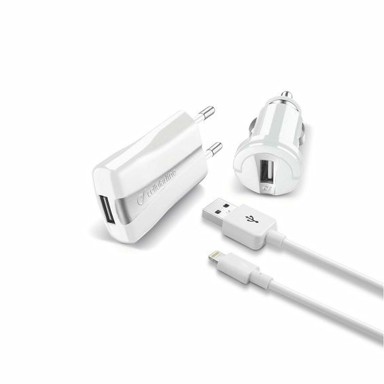 CELLULARLINE Set kućni punjač+auto punjač+kabel lightning, MFI, bijeli