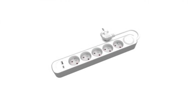 5x fiksni produžni kabel s prekidačem USB A USB C utičnicama 5m PS-570WS+usba+usbc/5 E W-30005
