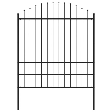 Vrtna ograda s ukrasnim kopljima (1,75 - 2) x 1,7 m čelična crna