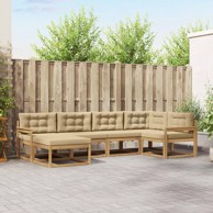 Set vanjskih sofa s jastukom, 5 kom, poliester, bijelo-bež