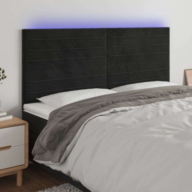 LED uzglavlje 160 x 5 x 118/128 cm baršunasto, crno