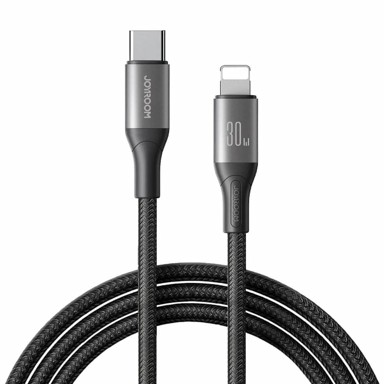 JOYROOM USB Type-C/Lightning kabel 1 m 30W crno pleteni S-A28