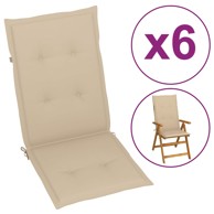 Jastuci za vrtne stolice 6 kom bež 120 x 50 x 3 cm