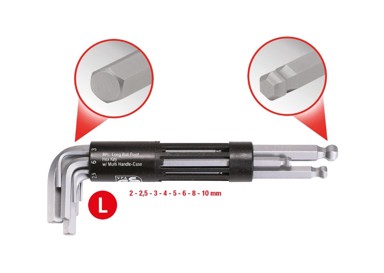 KS TOOLS Set šesterokutnih ključeva za kutne igle 3 u 1, 8 komada dugih, kuglasta glava 151.2100