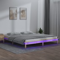 LED okvir za krevet od masivnog drva 135 x 190 cm 4FT6 bračni