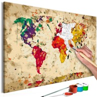 Slika za samostalno slikanje World Map (Colour Splashes) 60x40
