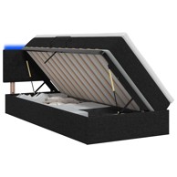 LED Krevet za pohranu s madracem 100 x 200 cm od tkanine, crni