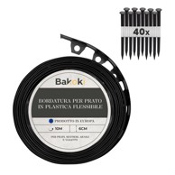 Fleksibilni rub travnjaka (10 m 40 sidara za zemlju visina 6 cm) plastika, otporna na vremenske uvjete, rub za cvjetne gredice - rub za košnju, crna