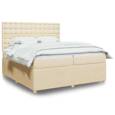 Boxspring krevet s oprugama i madracem, 200x200 cm, krem