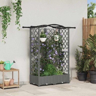 Povišeni vrtni krevet s mrežom i krovom 124x40x123 cm, svjetlosivi
