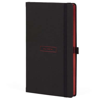 CASTELLI Notes, s gumicom, crte, 13 x 21 cm, 96 listova, All Metal Red, crno-crvena