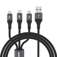 DUDAO Kabel L3E 3u1 USB Micro USB USB-C Lightning 60W 1.2m, crna  