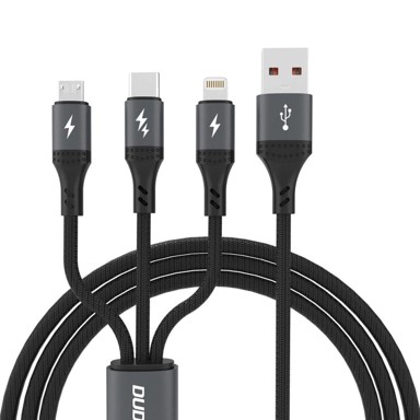 DUDAO Kabel L3E 3u1 USB Micro USB USB-C Lightning 60W 1.2m, crna  