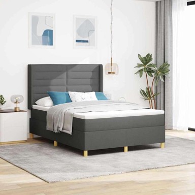 Box spring krevet s madracem, sivi, 140 x 190 cm