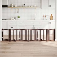 Vrata za pse s vratima sklopiva, 6 panela, 50 x 60 x 2 cm, smeđa