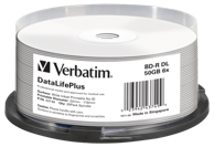 VERBATIM 1x25 BD-R Blu-Ray 50GB 6x Speed printable Cakebox