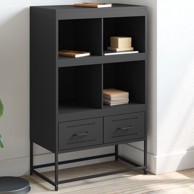 Visoka komoda crna 68,5 x 39 x 111,5 cm hladno valjani čelik