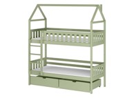 Drveni dječji krevet na kat Gaja s ladicom, 180 x 80 cm, olive