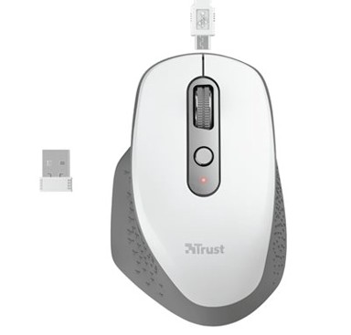 TRUST Miš Ozaa, bijeli, bežični, USB