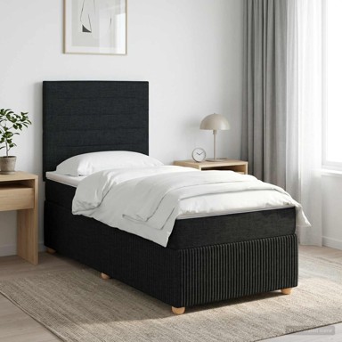 Boxspring krevet s madracem 100 x 200 cm, tkanina, crni