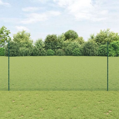 Zavarena žičana ograda s 5 U stupovima 1.5x10 m čelik, zelena