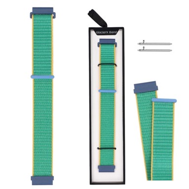 GLACIERX Univerzalni najlonski remen Grip Strap s čičak trakom za pametni sat, 22 mm, zeleno-žuto-plavi
