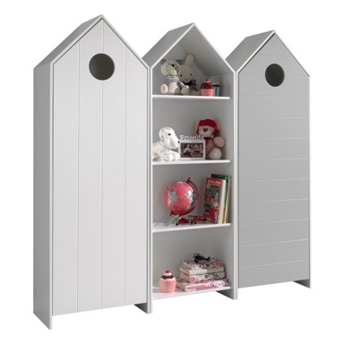 VIPACK Bijela/svijetlo siva otvorena dječja garderoba 173x171,5 cm CASAMI 