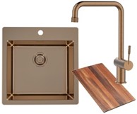 ALVEUS Set sudoper PURE 30 i slavina FLORA Copper