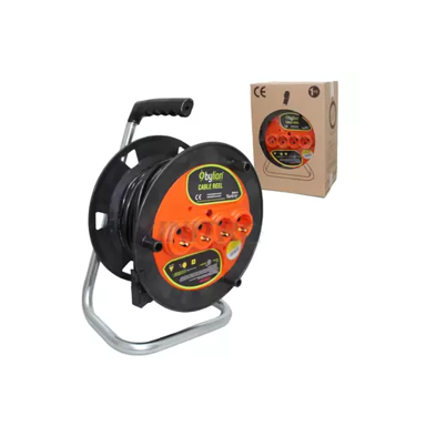 Kabelska motalica 25 m 3×1,5 mm², 4× Schuko utičnice, PVC bubanj, IP20